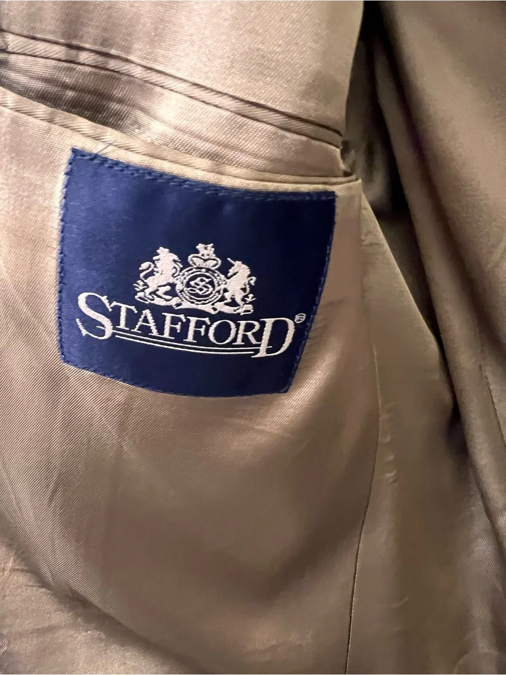 Stafford 40L Brown Houndstooth Sport Coat Wool Silk Blend Blazer USA Tailored